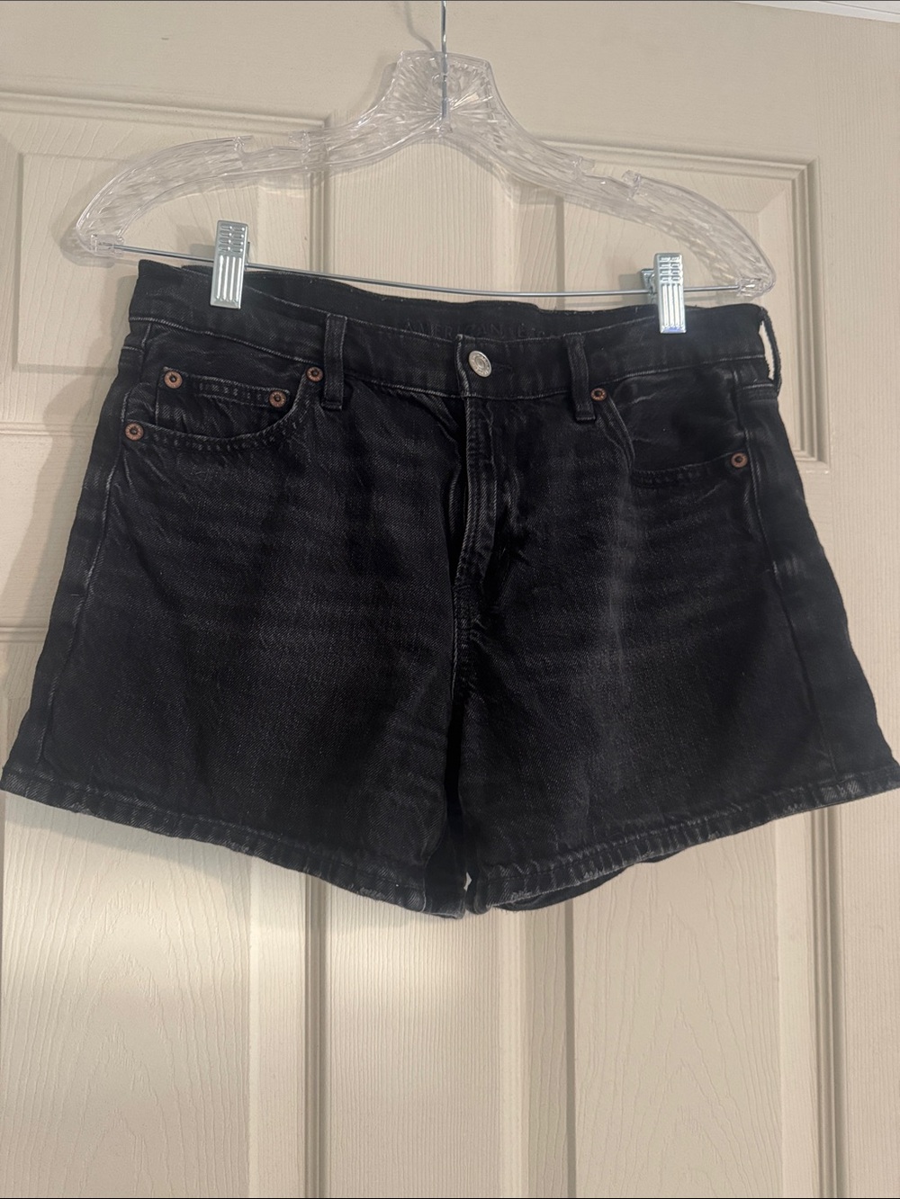 American Eagle Outfitters Black Denim High-Rise Jean Shorts